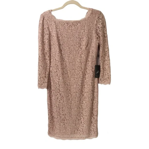 Adrianna Papell Pink Lace Mini Dress sz 6 Long Sleeve Sheath NEW romantic spring - Picture 2 of 13